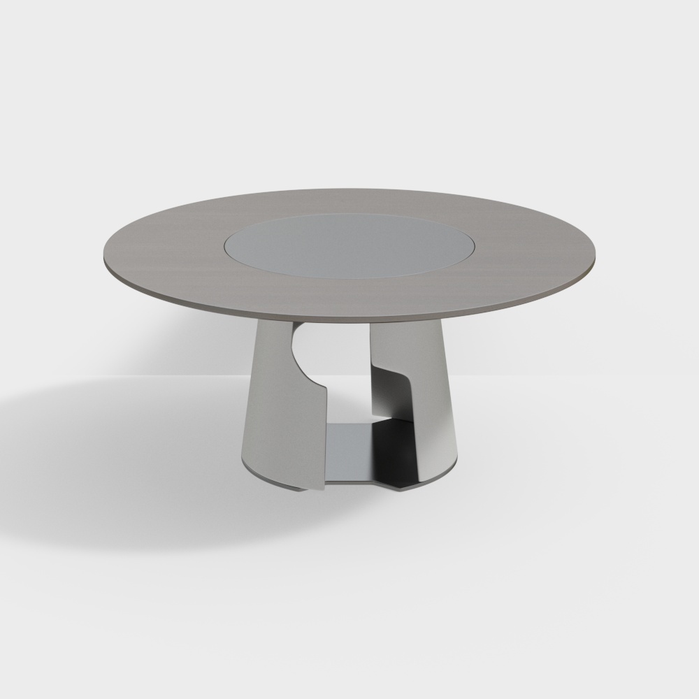 现代餐桌组合-圆脚餐桌3D模型