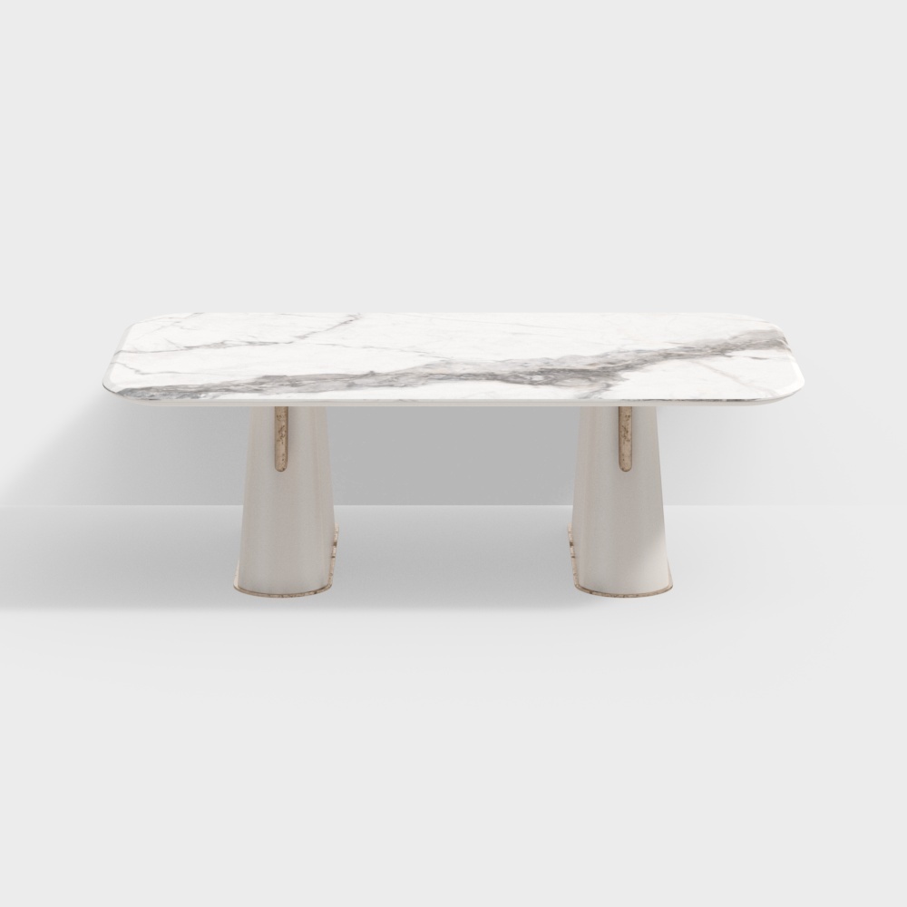 现代轻奢餐桌-大理石纹路餐桌3D模型