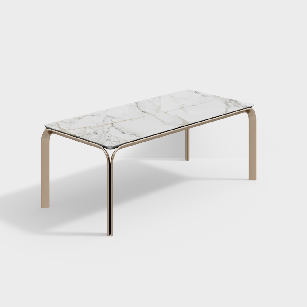 现代轻奢大理石金属餐桌3D模型