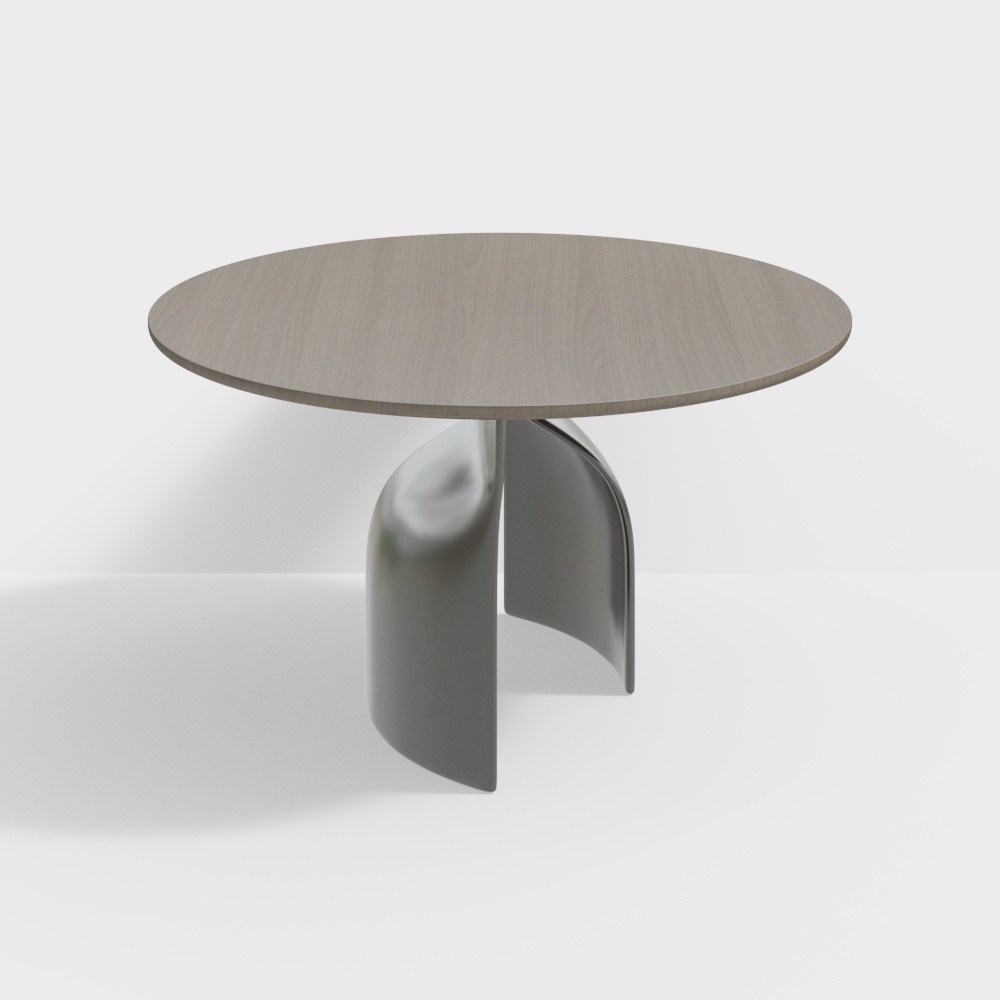 现代木质圆餐桌3D模型