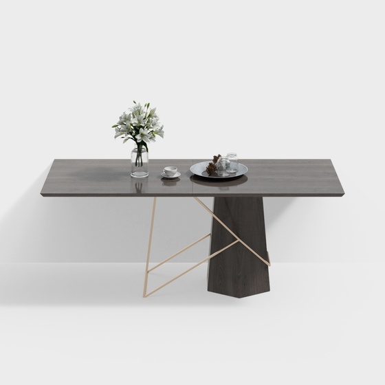Modern Long Dining Table - Wooden Square Table