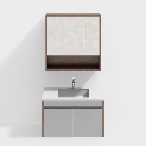 Earth Color Bathroom Cabinet 3D Model
