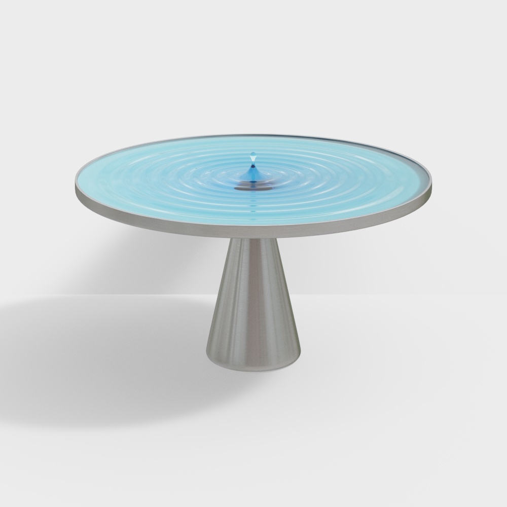 现代轻奢餐桌-蓝色水滴桌3D模型
