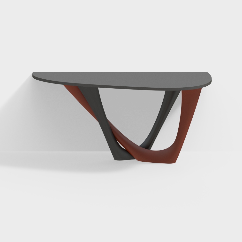 现代餐桌-金属橙大桌子3D模型