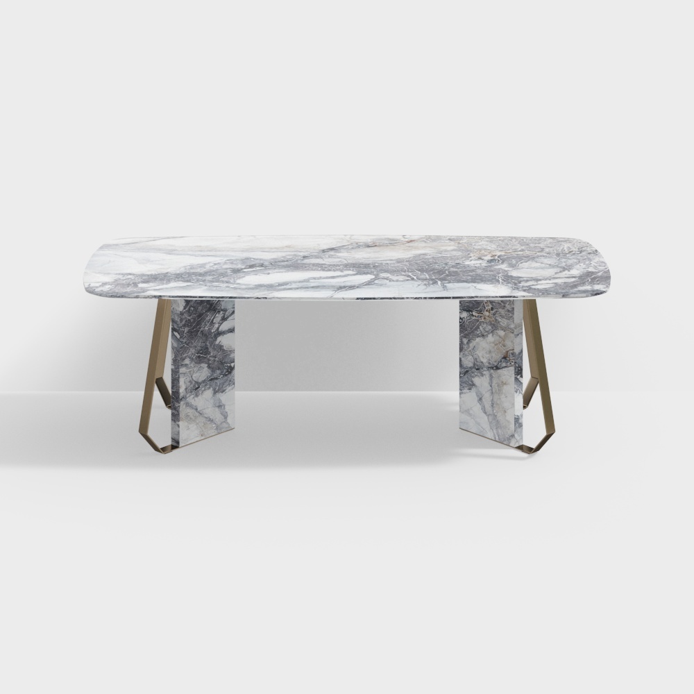 现代餐桌-大理石造型餐桌3D模型