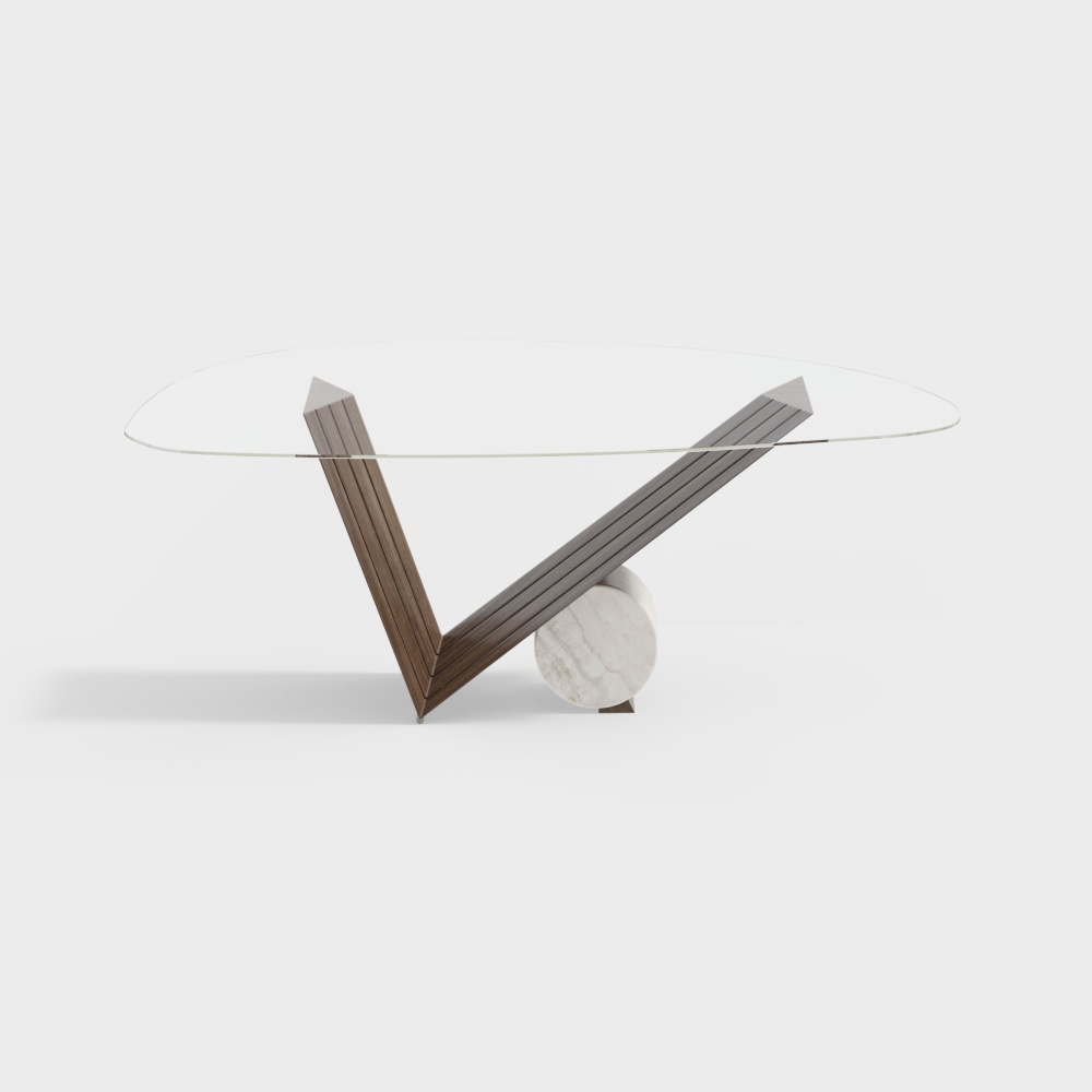 现代餐桌-玻璃餐桌3D模型