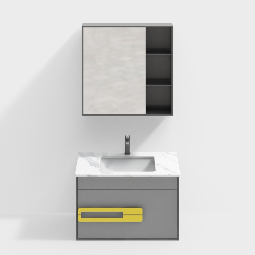 陶的卫浴 橡胶木浴室柜 TD-82001（70公分）3D模型