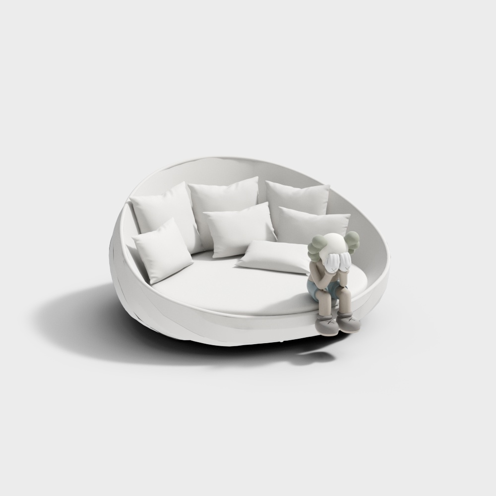 现代户外藤编圆形沙发-藤编3D模型