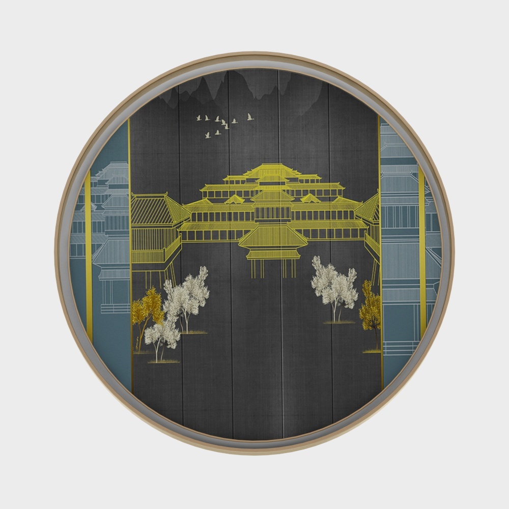 新中式建筑挂画-楼阁