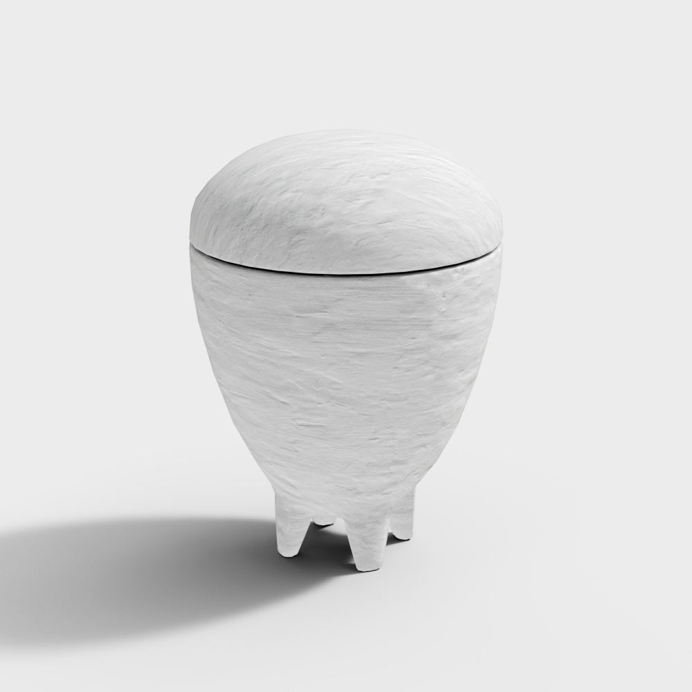 侘寂风饰品带盖瓶子3D模型