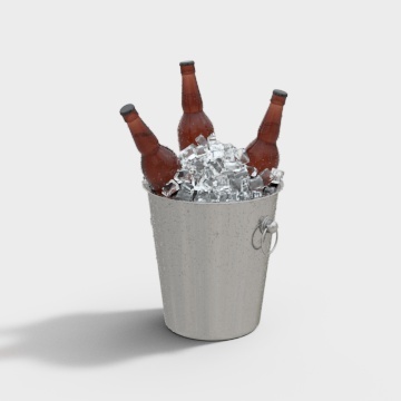 现代冰桶酒水-三瓶啤酒