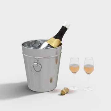 现代冰桶酒水-一瓶啤酒3D模型