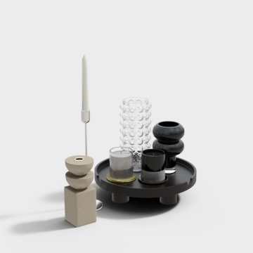 现代饰品蜡烛摆件组合3D模型