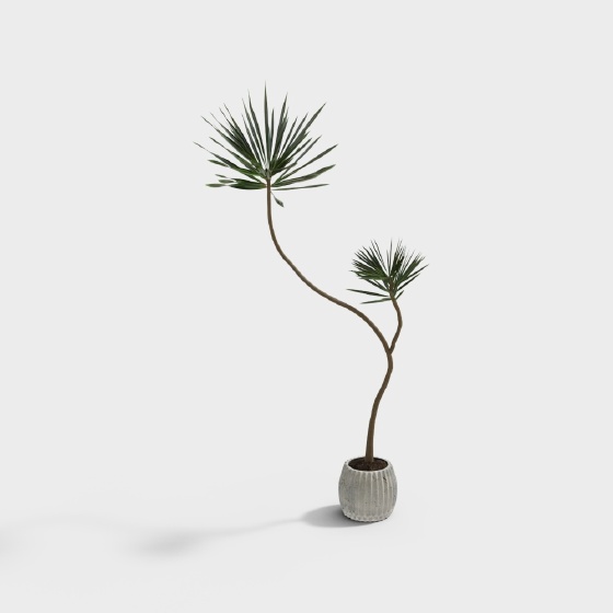Modern plant pot - two branches and leaves