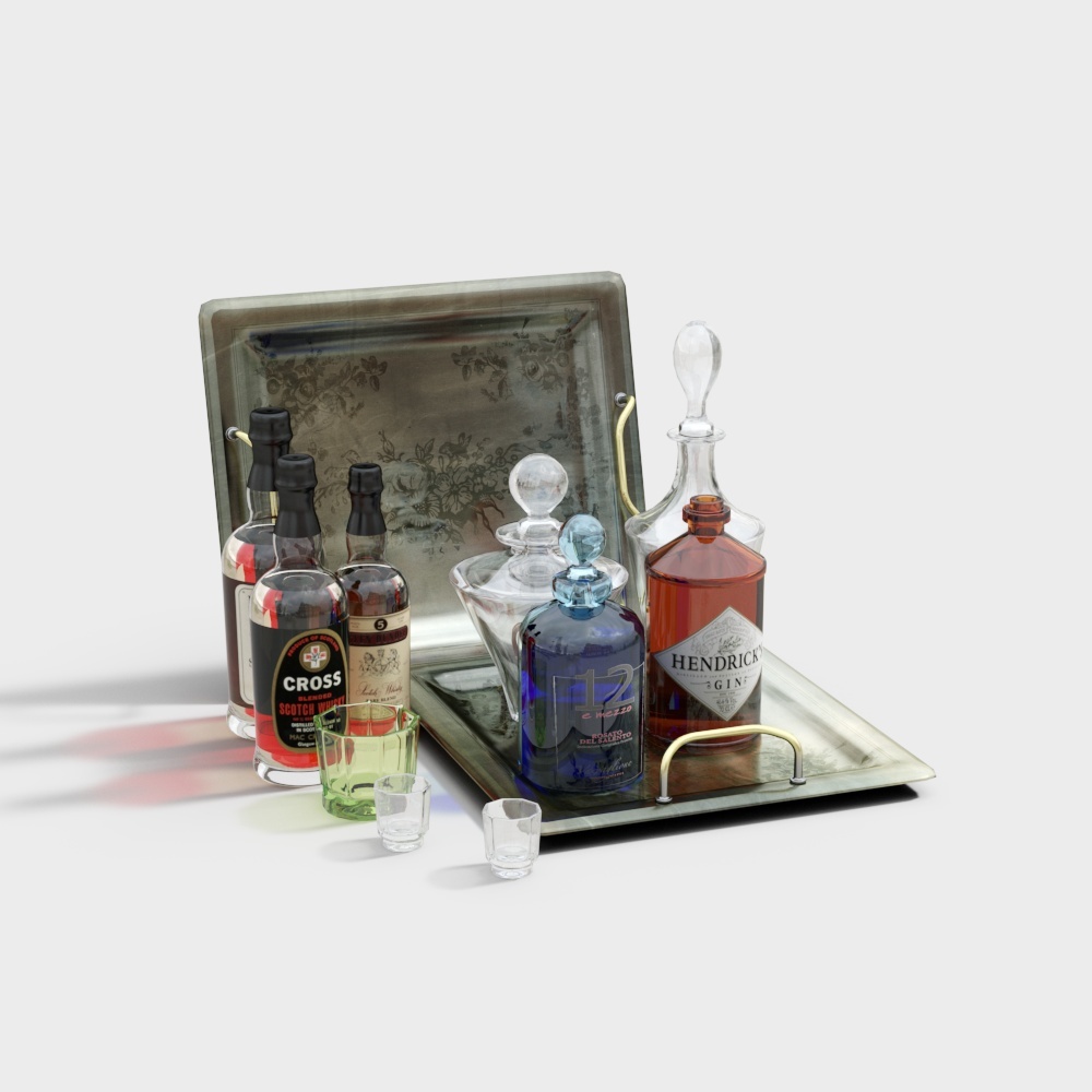 现代酒瓶酒水3D模型
