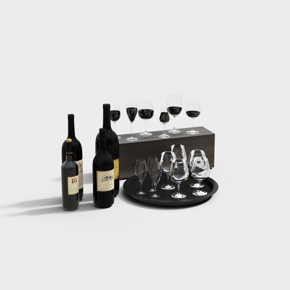 现代红酒酒杯高脚杯3D模型