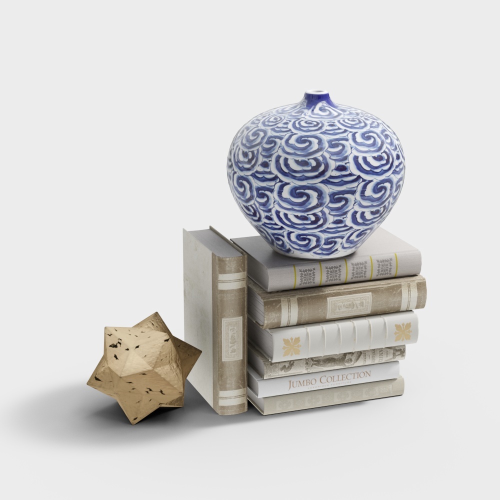 新中式瓷器饰品-摆件组合3D模型
