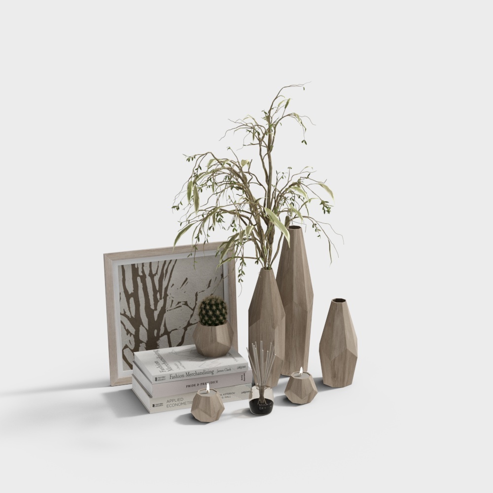 现代饰品摆件组合-实木花瓶组合