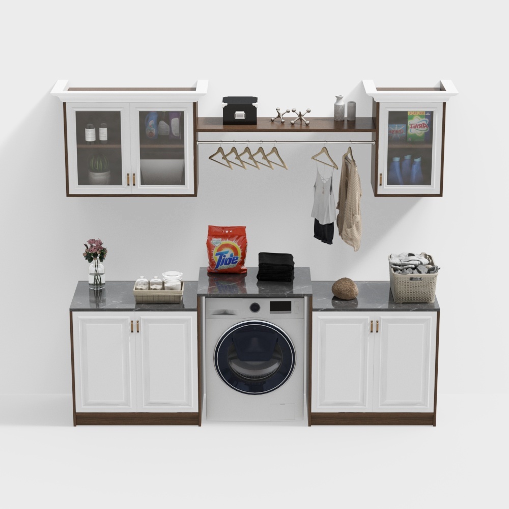 现代阳台-洗衣机柜3D模型