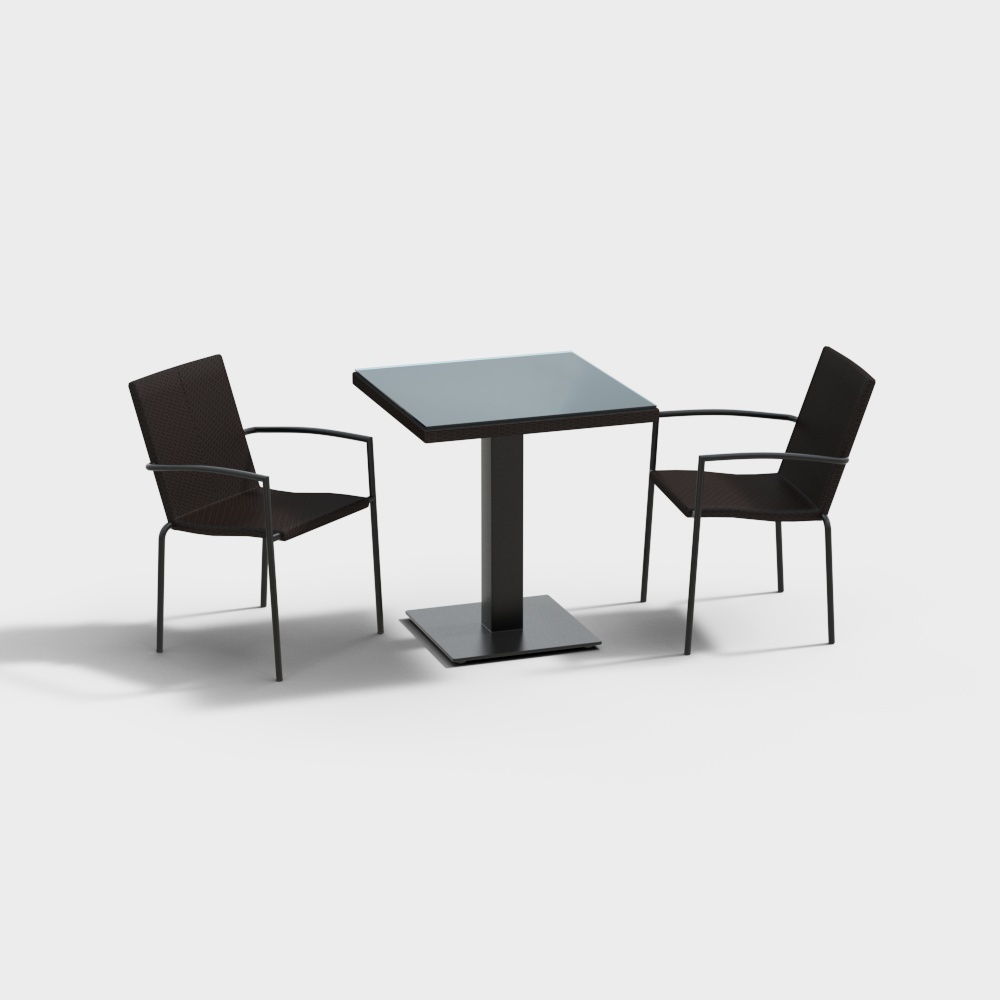 现代休闲桌椅组合-白色3D模型