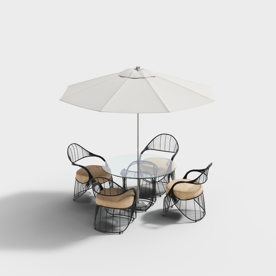 Modern Outdoor Dining Table & Chairs,Earth color+Gray
