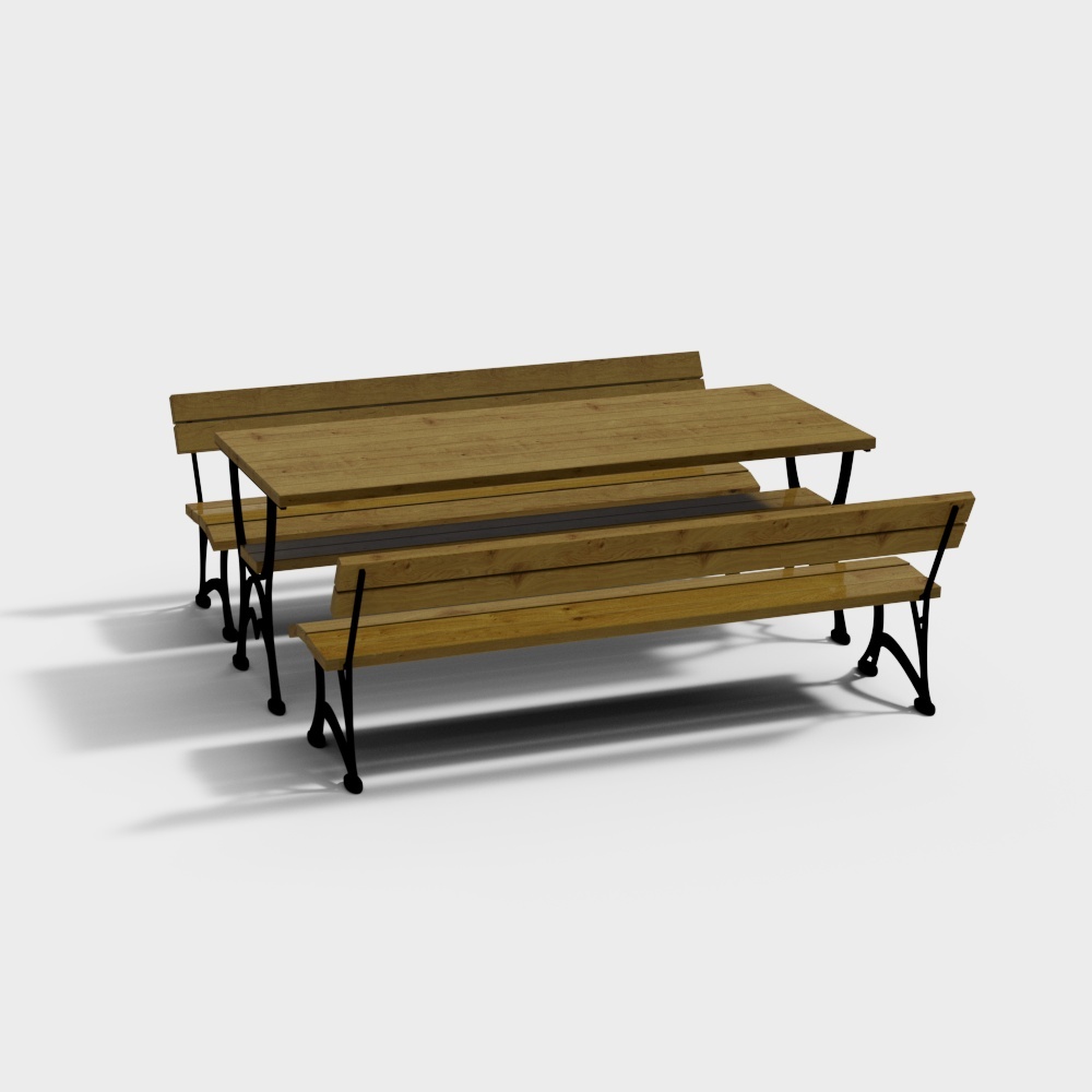 现代户外长桌子休闲桌椅组合3D模型