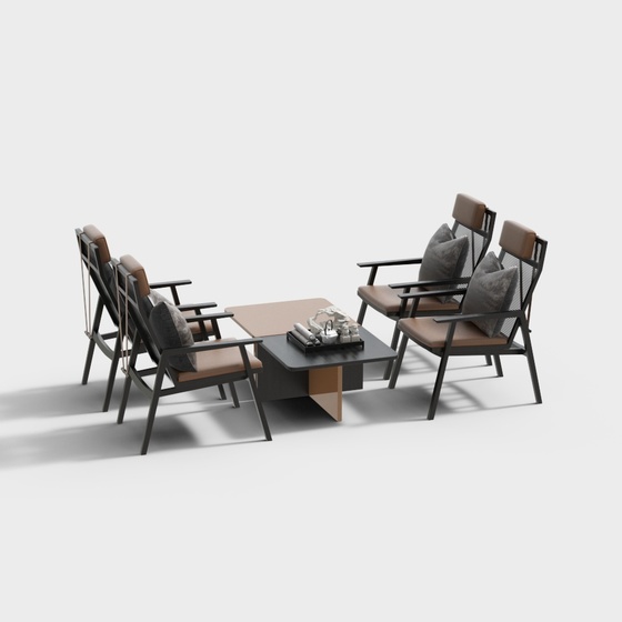 Asian Outdoor Dining Table & Chairs,Earth color+Black