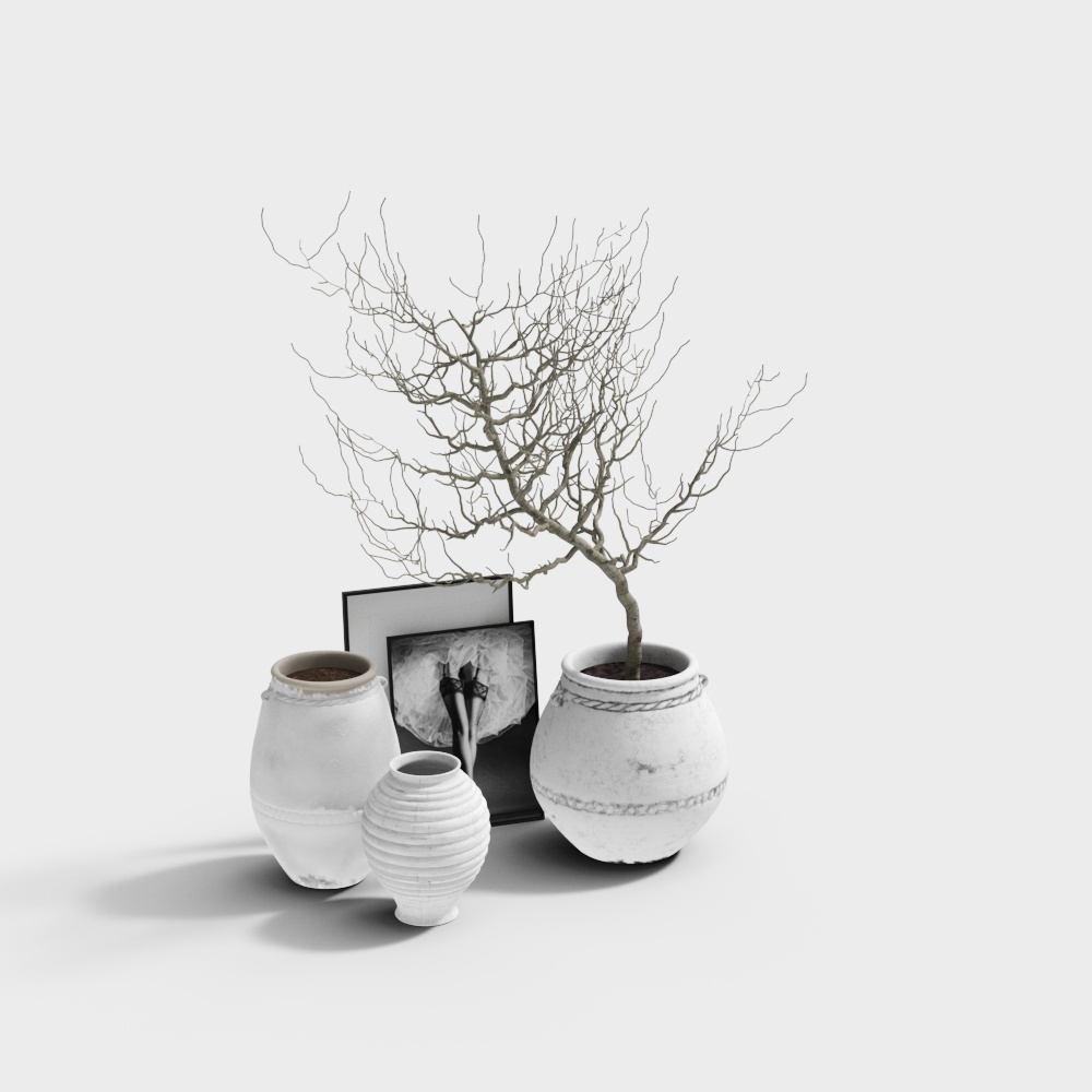 现代饰品摆件组合-花瓶组合3D模型