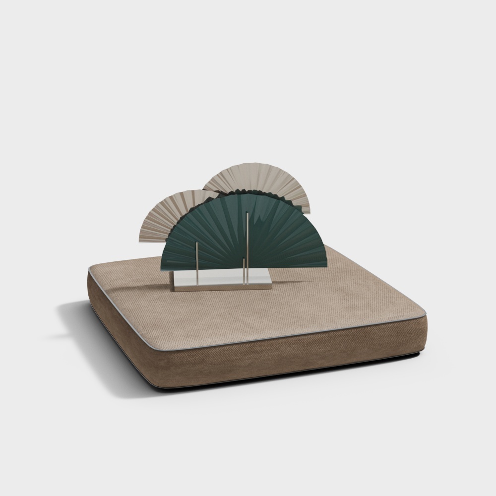 日式蒲团坐垫-米色3D模型