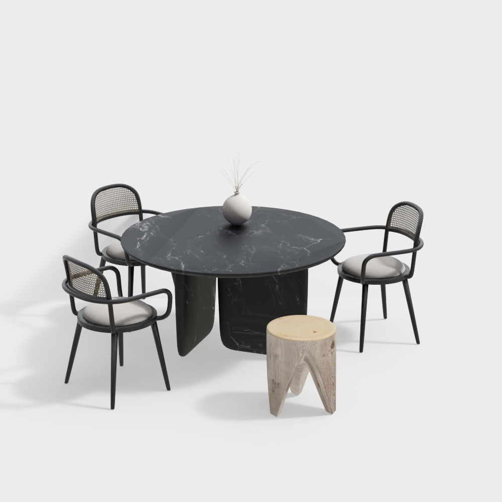现代餐厅-圆餐桌椅