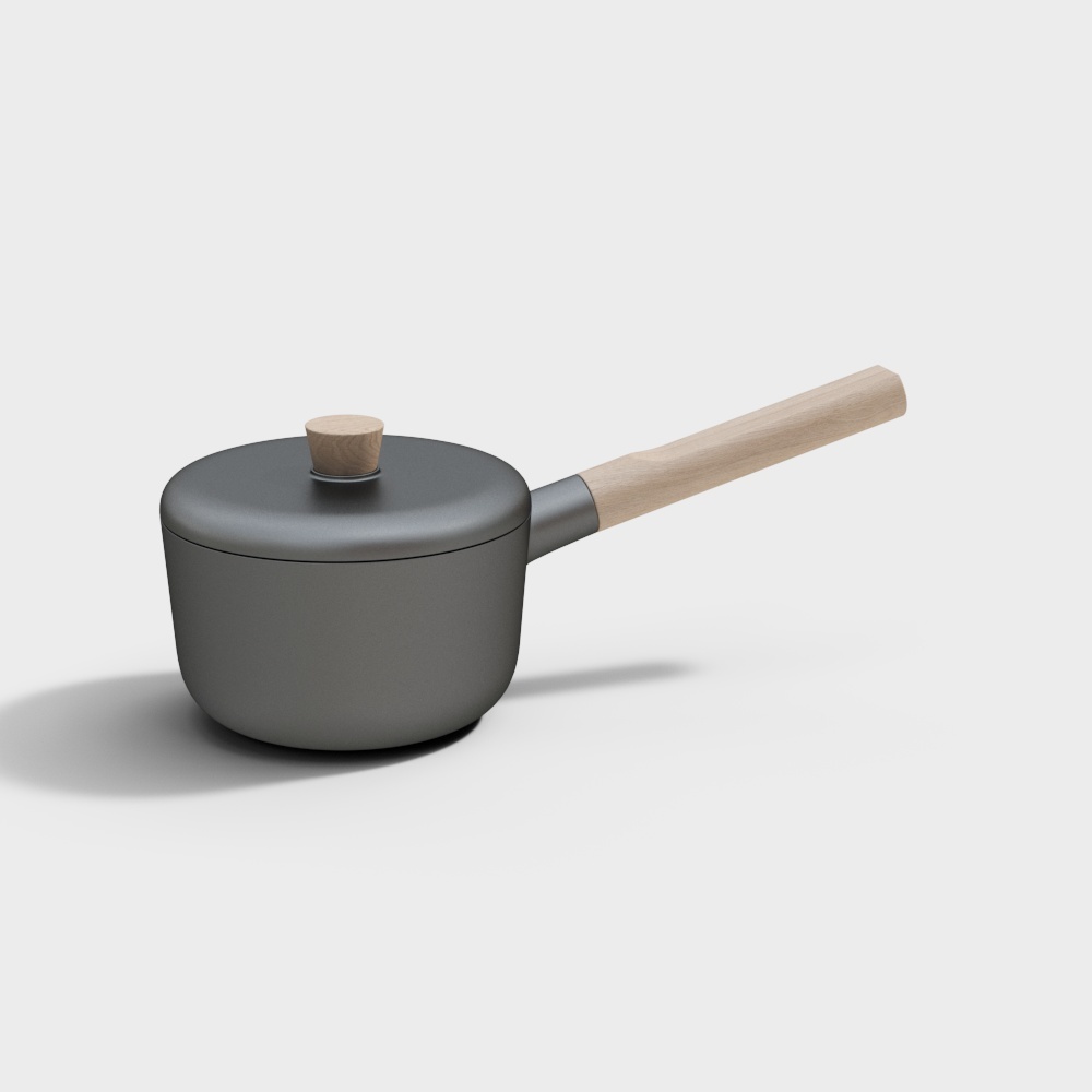 北欧砂锅厨房锅具-带把锅3D模型