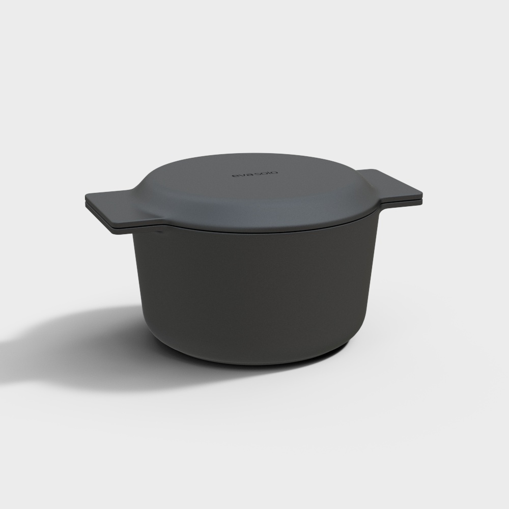 北欧砂锅厨房锅具-黑色锅3D模型