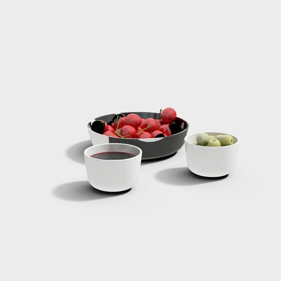 Modern Black Fruit and Vegetable Jewelry Combination 3D Model