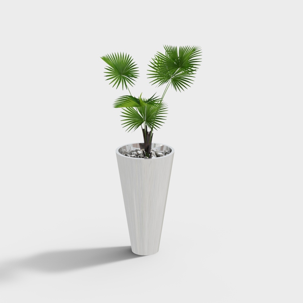玻璃钢白色锥形花盆3D模型