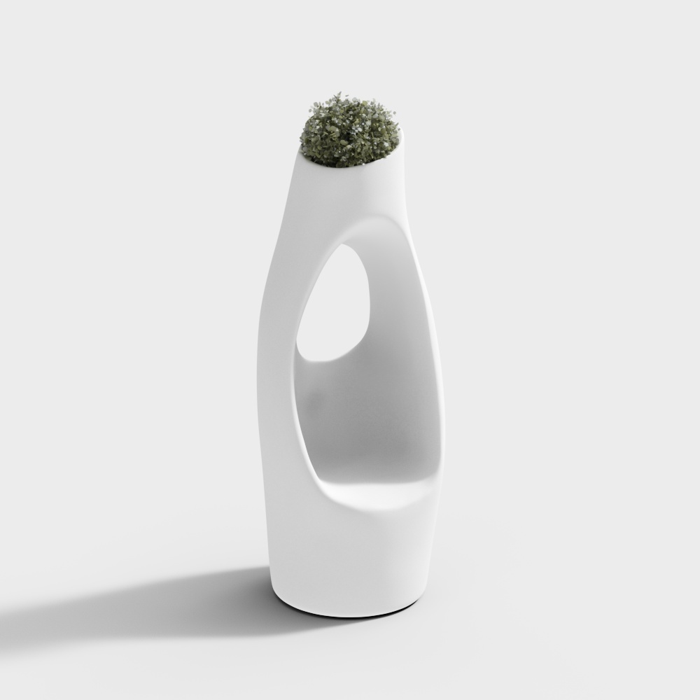 玻璃钢白色树洞形瓶状花盆