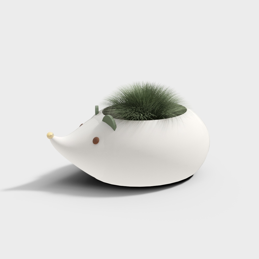 玻璃钢白色鼠花盆3D模型