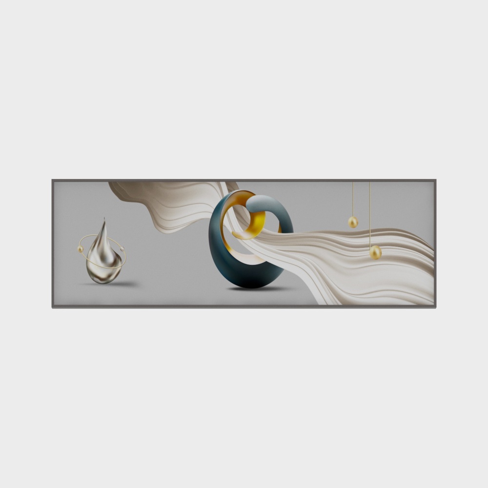龙匠饰家-简约轻奢装饰画-卧室装饰画3D模型