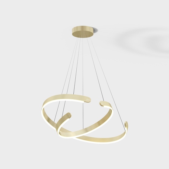 DC9606-2S Chandelier 3D Model in Beige and Gold