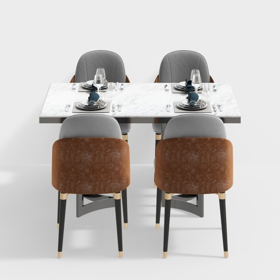Earthy Table and Chair Combination 3D Model for Cozy Dining