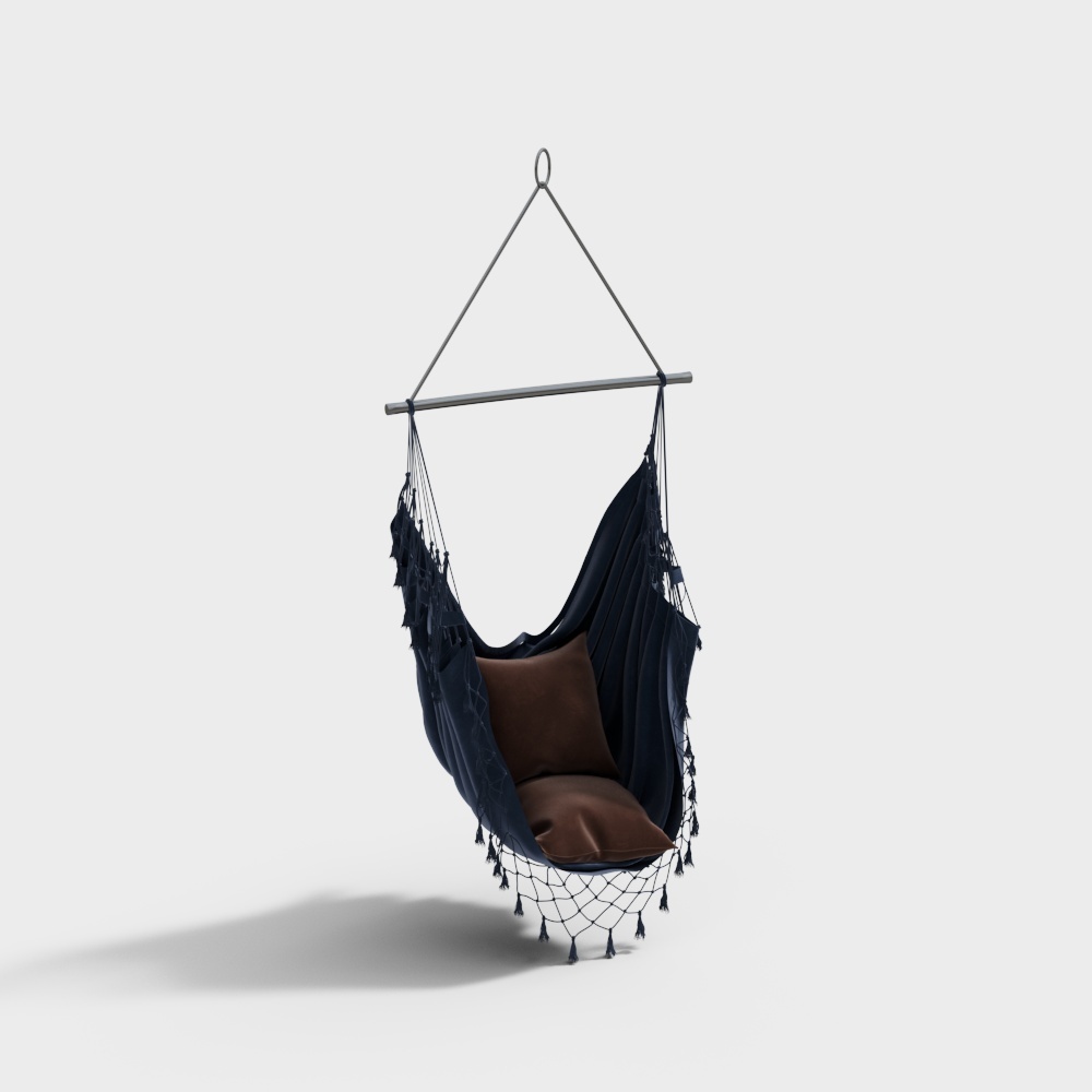 现代绒布吊椅蓝3D模型