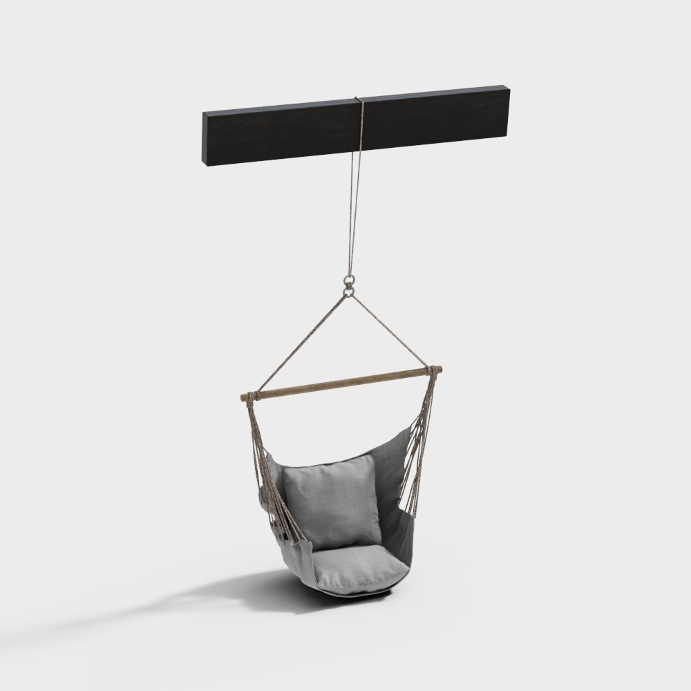 现代布艺吊椅棕木3D模型