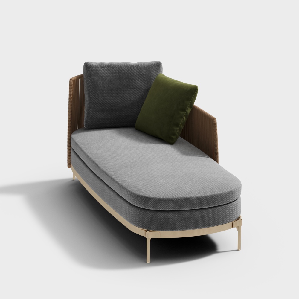 现代休闲户外沙发扶手贵妃椅3D模型