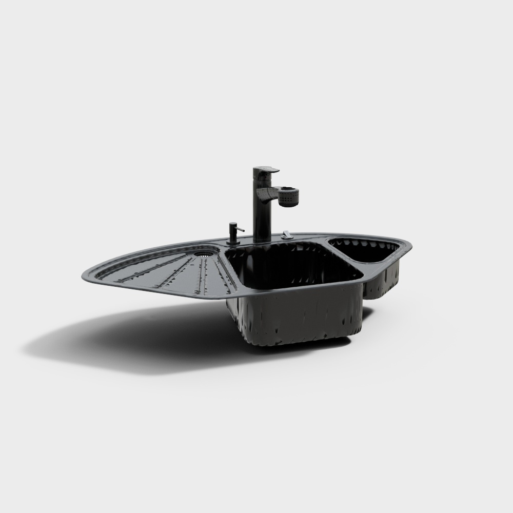 现代不锈钢水槽洗菜池扇大3D模型
