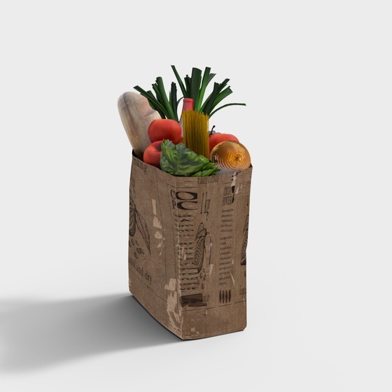 Fresh Fruit 3D Model in Wood Color