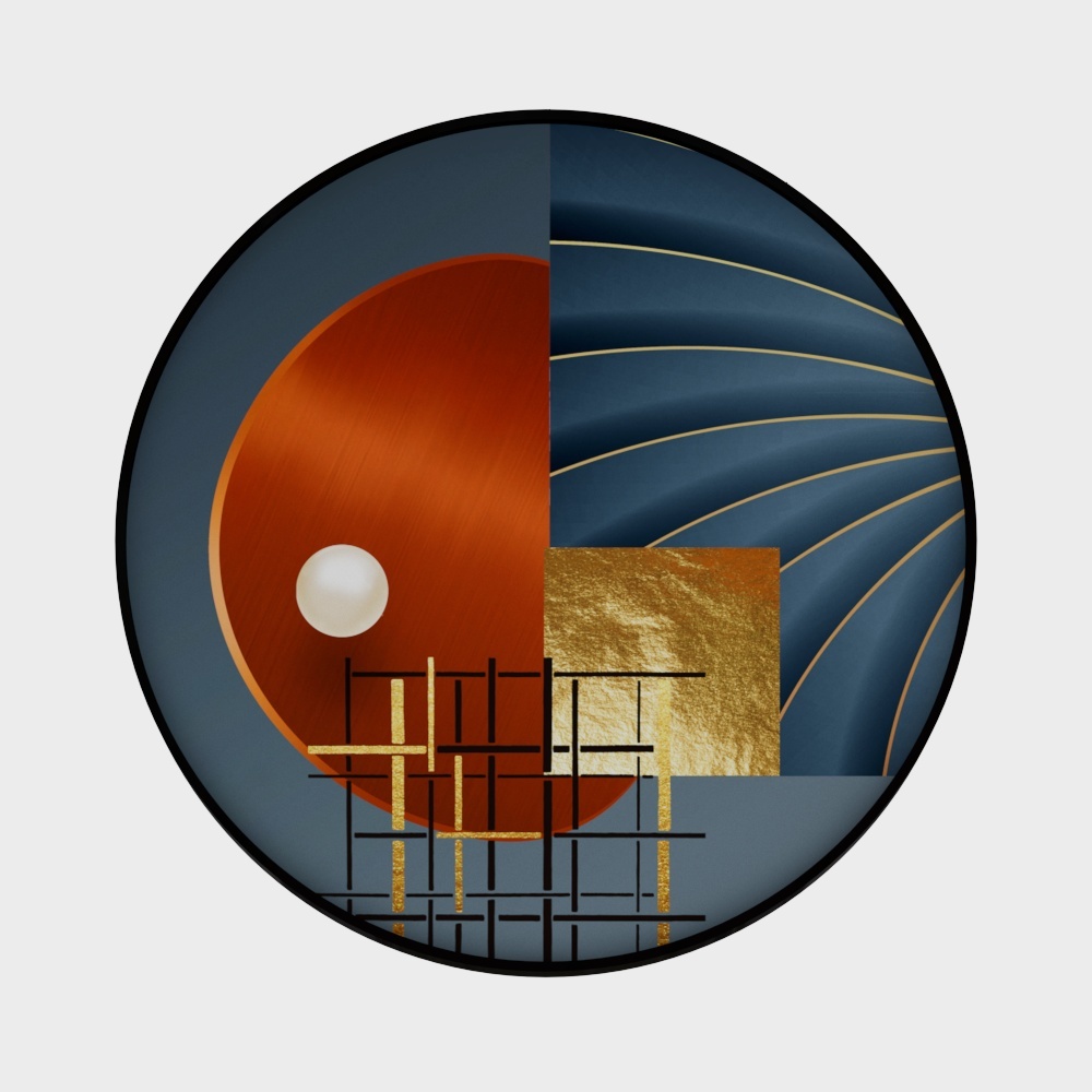 龙匠饰家-北欧轻奢抽象风格-圆形装饰画