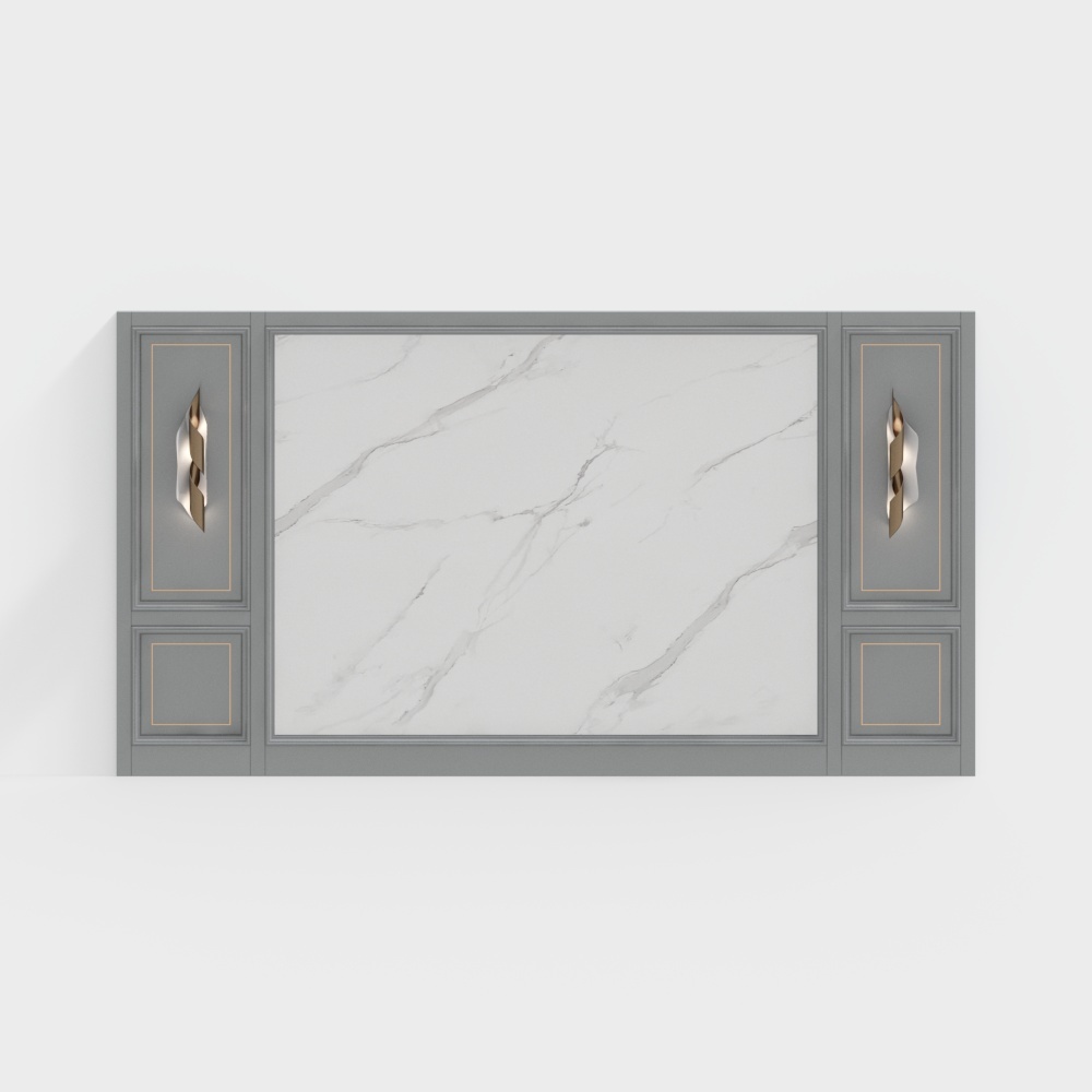 绿途-灰色系轻奢背景墙3D模型
