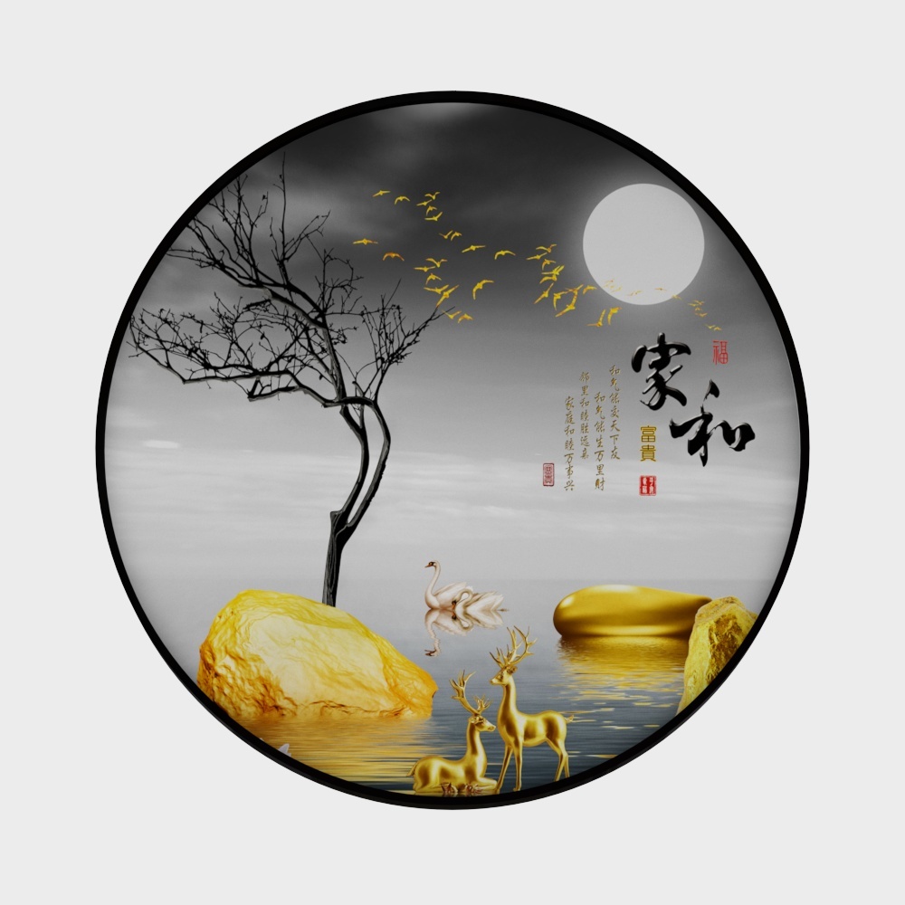 龙匠饰家-新中式风格-圆形装饰画