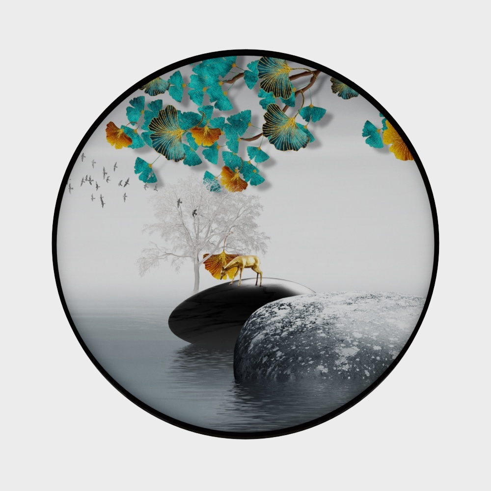 龙匠饰家-新中式风格-圆形装饰画