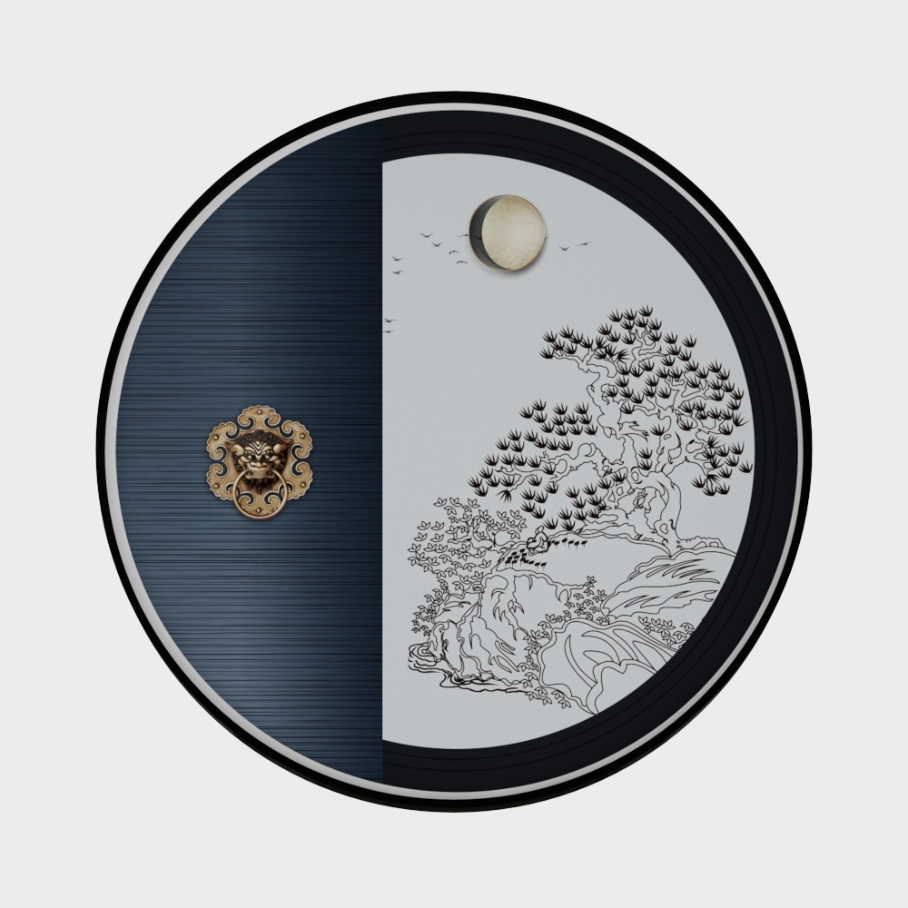 龙匠饰家-新中式风格-圆形装饰画3D模型