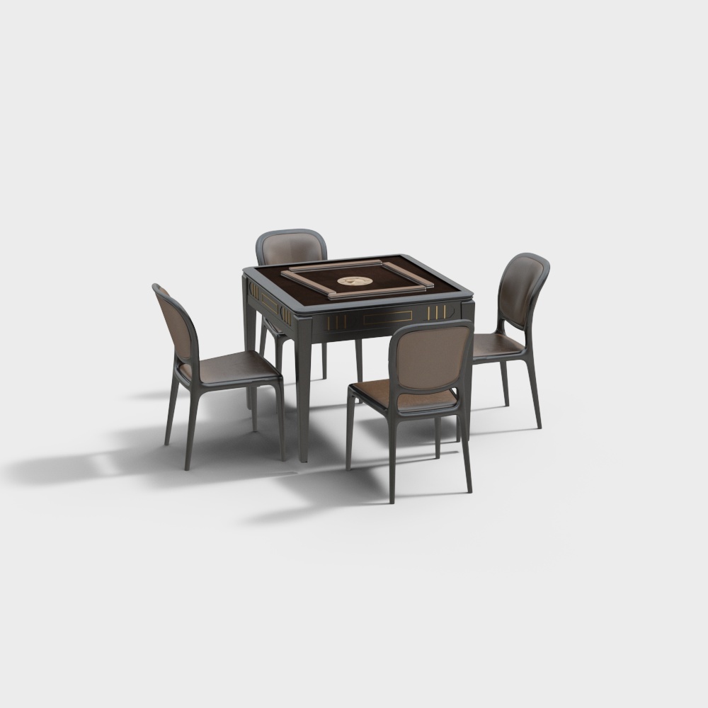 新中式麻将桌餐桌椅组合咖啡色